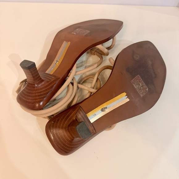 Sam Edelman Dia Ankle Wrap Strappy Nude Warm Oat Sandals Size 7 EUC - Picture 5 of 7
